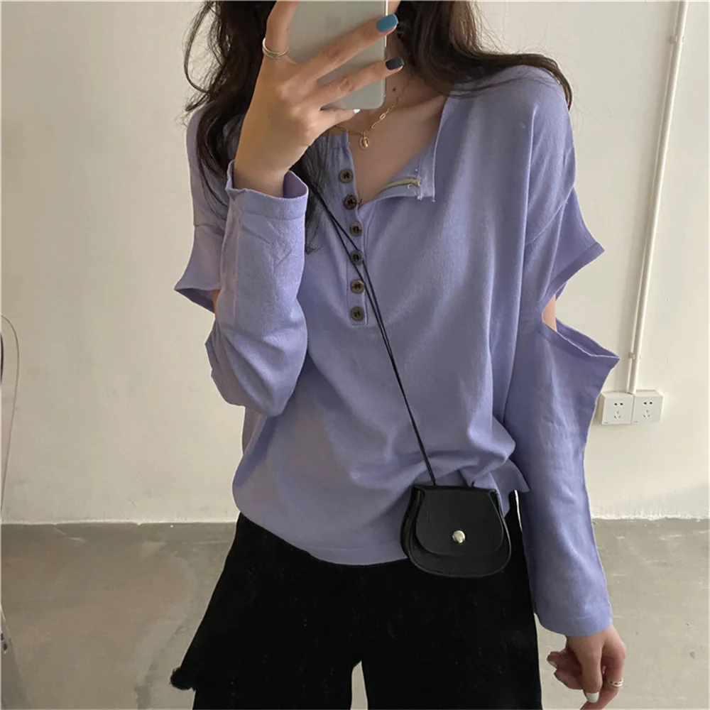 

Alien Kitty OL Pullovers Solid T-Shirts Slim Autumn Basewear Women Bottoming New Tops Cotton Chic Full Sleeves Casual Loose