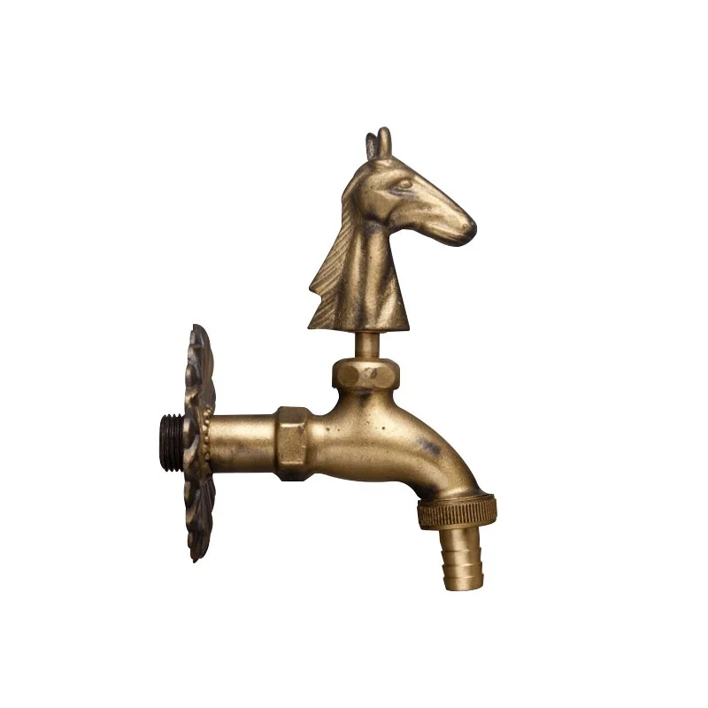 antique horse Наружный декоративный садовый кран в форме животного бибкок зеленый/античный латунный кран для швабра/садовый смеситель в форме животных - Цвет: antique horse