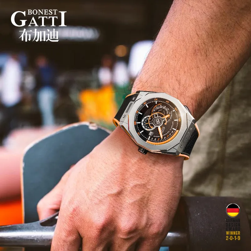 Бренд GATTI Роскошные автоматические механические часы мужские водонепроницаемые