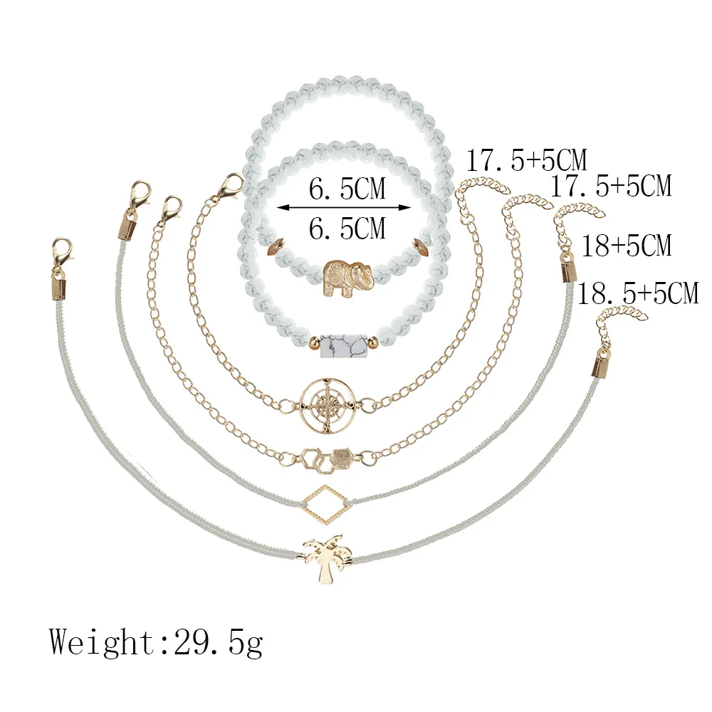 6 шт./компл. в богемном стиле женские браслеты компас кокосовой пальмы белый