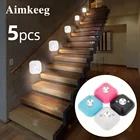 Светодиодный ночсветильник Aimkeeg с пассивным ИК датчиком движения, питание от батарейки, настенная лампа для кабинета, лестницы