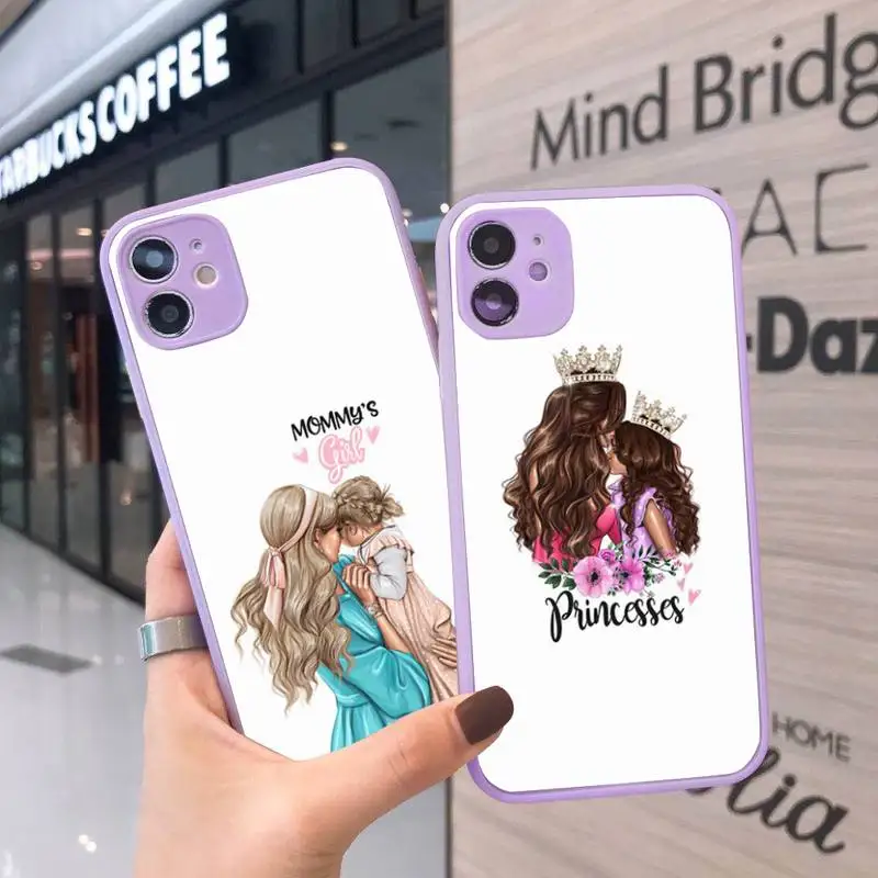 

Mom and baby Phone Case Matte Transparent for iPhone 7 8 11 12 s mini pro X XS XR MAX Plus cover funda