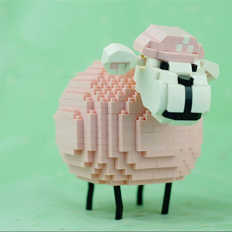 LOZ 9234 животные мир мультфильм Розовая овечка Домашние 3D модель 640 шт. DIY Мини