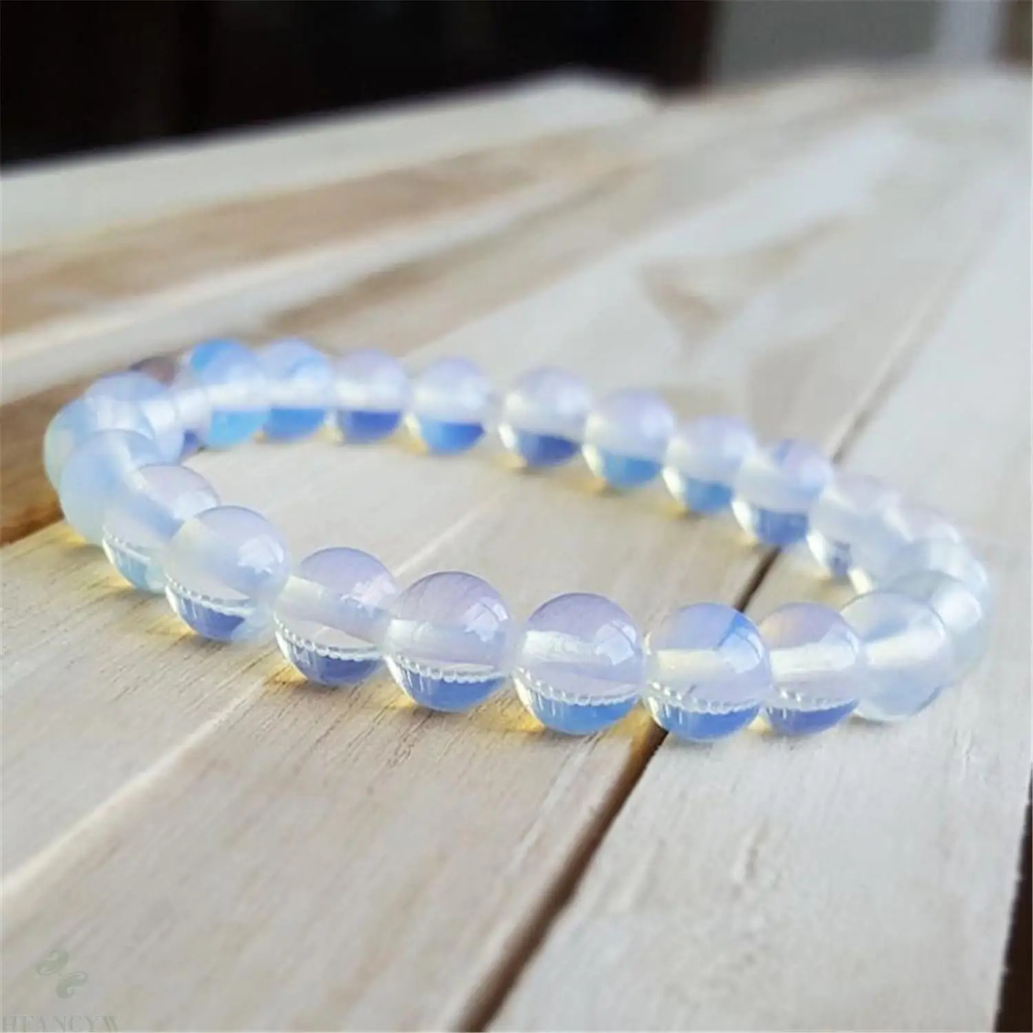 

8mm Opal Stone Gemstone Handmade Mala Bracelet 7.5 inches Wristband Prayer Spirituality Buddhism Japa Spiritua Classic Tibetan