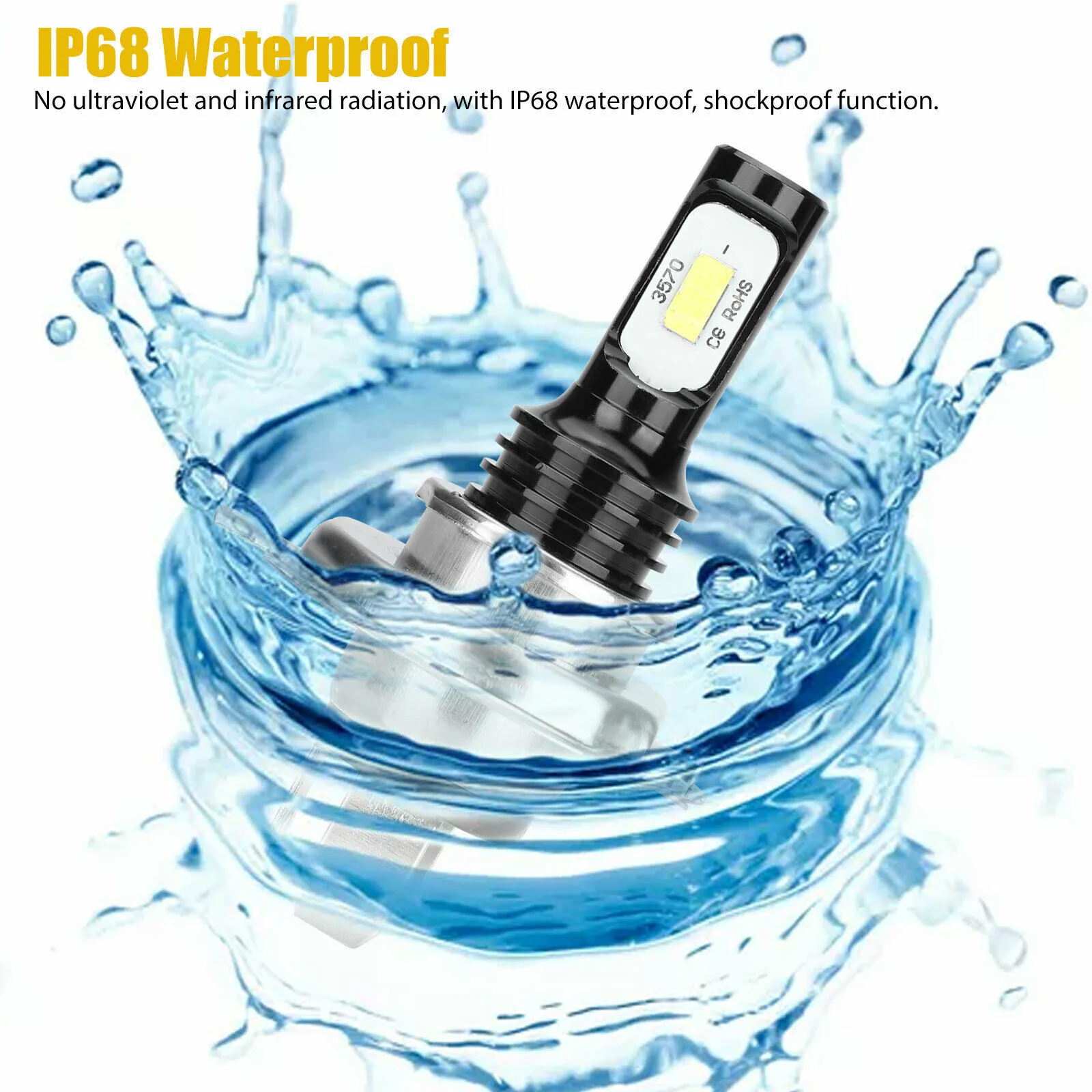 

White LED Bulbs H4 9003 HB2 High Low Beam High Quality IP68 Waterproof Super Bright CSP LED Headlight Kit