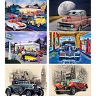 Картина из круглых квадратных страз в стиле ретро, спортивный автомобиль, 5D картина для вышивки, автостоянка, заправочная станция, вышивка крестиком, декор R83