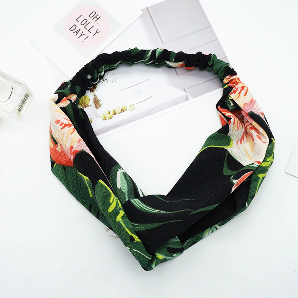 Женский винтажный тюрбан эластичная повязка на голову с тропическими растениями