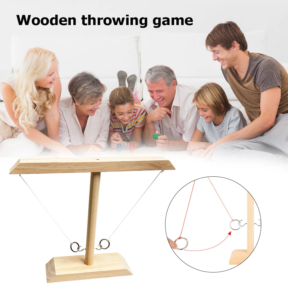 

Wooden Ring Toss Battle Game for 2 Players Adults Indoor Outdoor Table Top Drinking Game Toy Family Parent-child Interactive