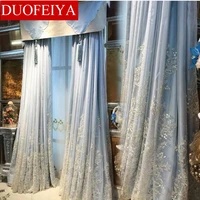 luxury embroidered tulle curtains for living room pricess wedding tulle gold thread embroider white voile sheer tulle