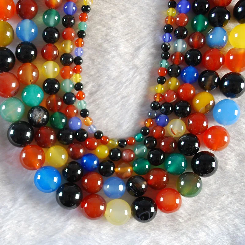 Бусины из натурального агата смешанные цвета незакрепленные бусины 15 дюймов
