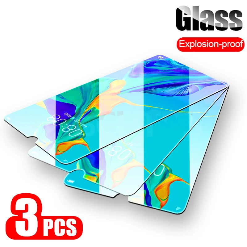 

Screen Protector On The For Huawei P20 P20 Pro P30 Lite Safety Glass 3PCS For Huawei Honor 30 lite P smart 2019 Protective Glass