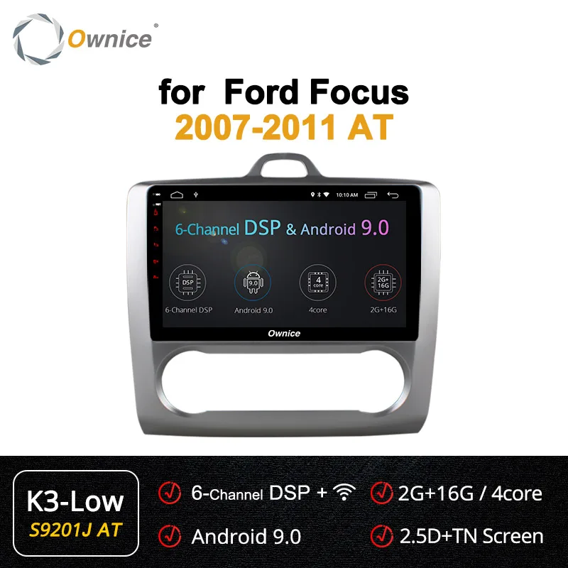 S9201-2 K3-Low Ownice K3 K5 K6 2DIN Android 8,1 Восьмиядерный автомобильный Радио dvd-плеер для Ford FOCUS 2007 2008 2009 2010 2011 Navi gps 4G LET DSP - Цвет: S9201-2 K3-Low
