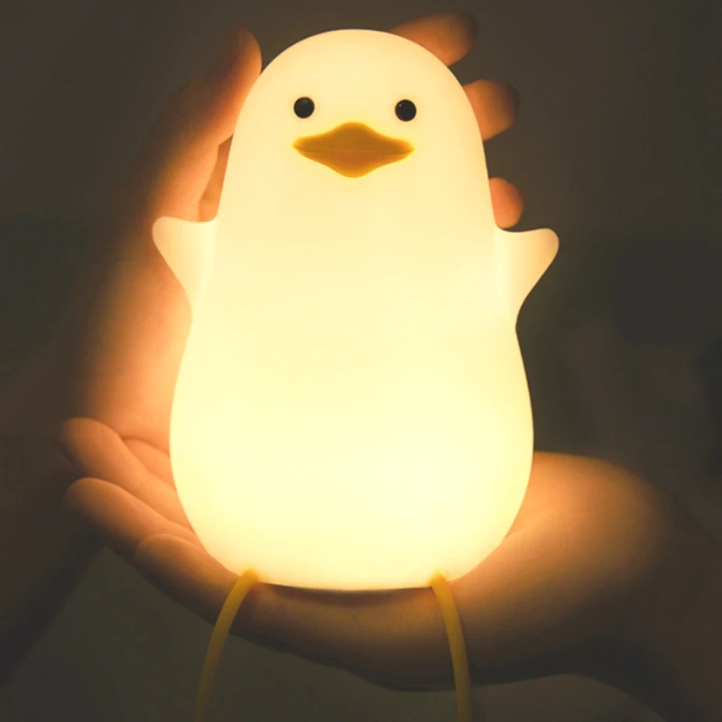 

Night light Cartoon Duck Shape with Touch Control USB Rechargeable Desktop Baby Kid LED Silicone Lamp children Nightlight
