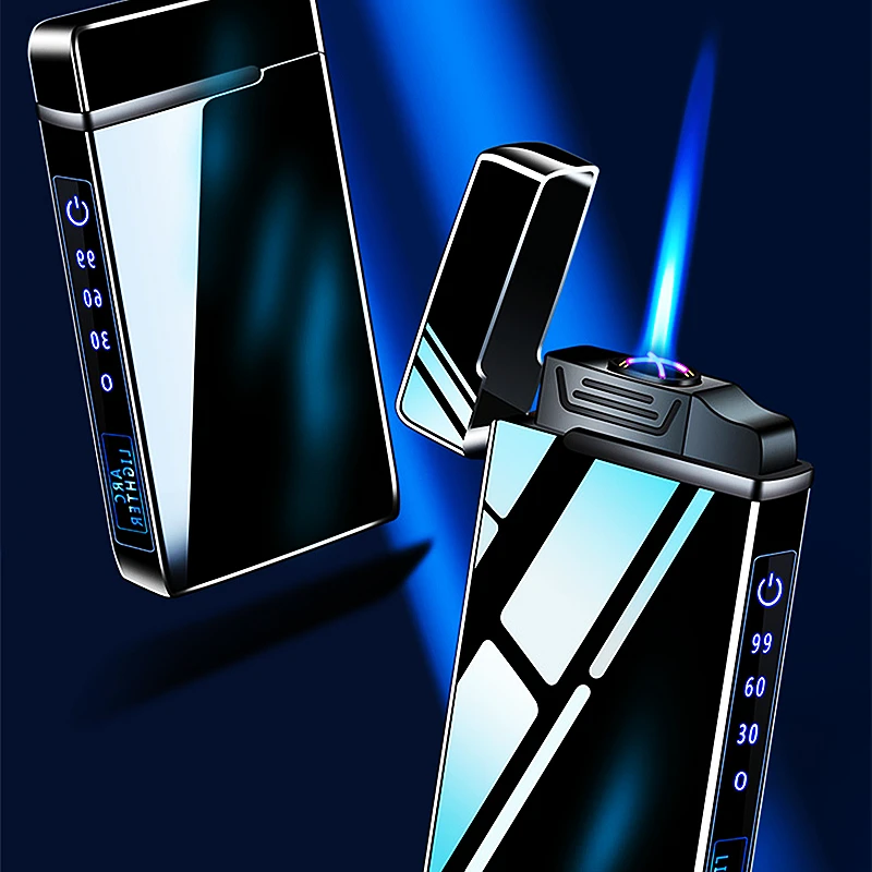 

2021 New Windproof Metal USB Lighter Torch Lighter Jet Dual Plasma Arc Lighter Gas Electric Butane Chargeable Pipe Cigar Lighter
