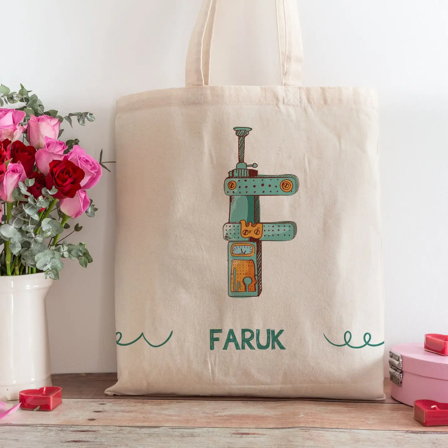 

Personalized Letter F Design Name Printed Bag