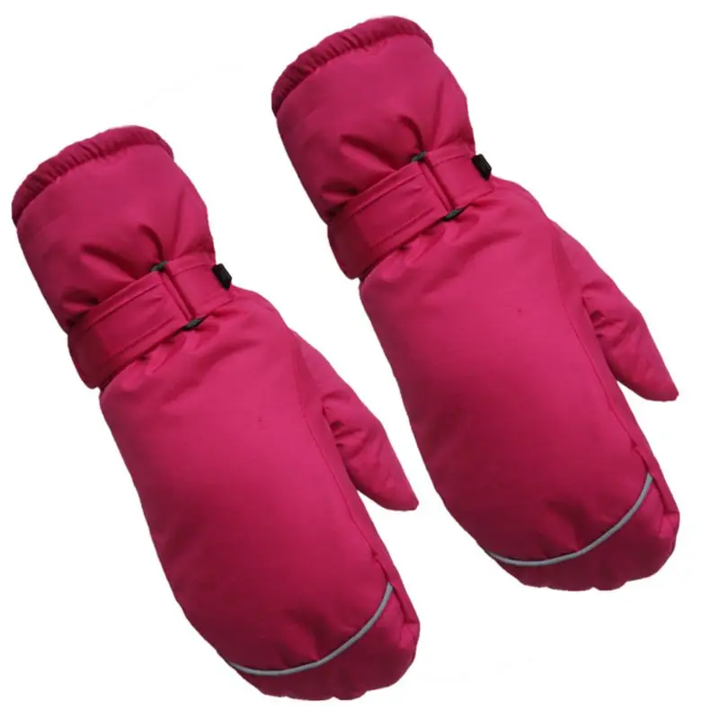 Hot Pink KLV, унисекс, для девочек и мальчиков, для взрослых, зимние теплые перчатки, полные варежки с прорезями для пальцев, водонепроницаемые, ветрозащитные перчатки для катания на лыжах, сноуборде, велосипеде - Цвет: Hot Pink