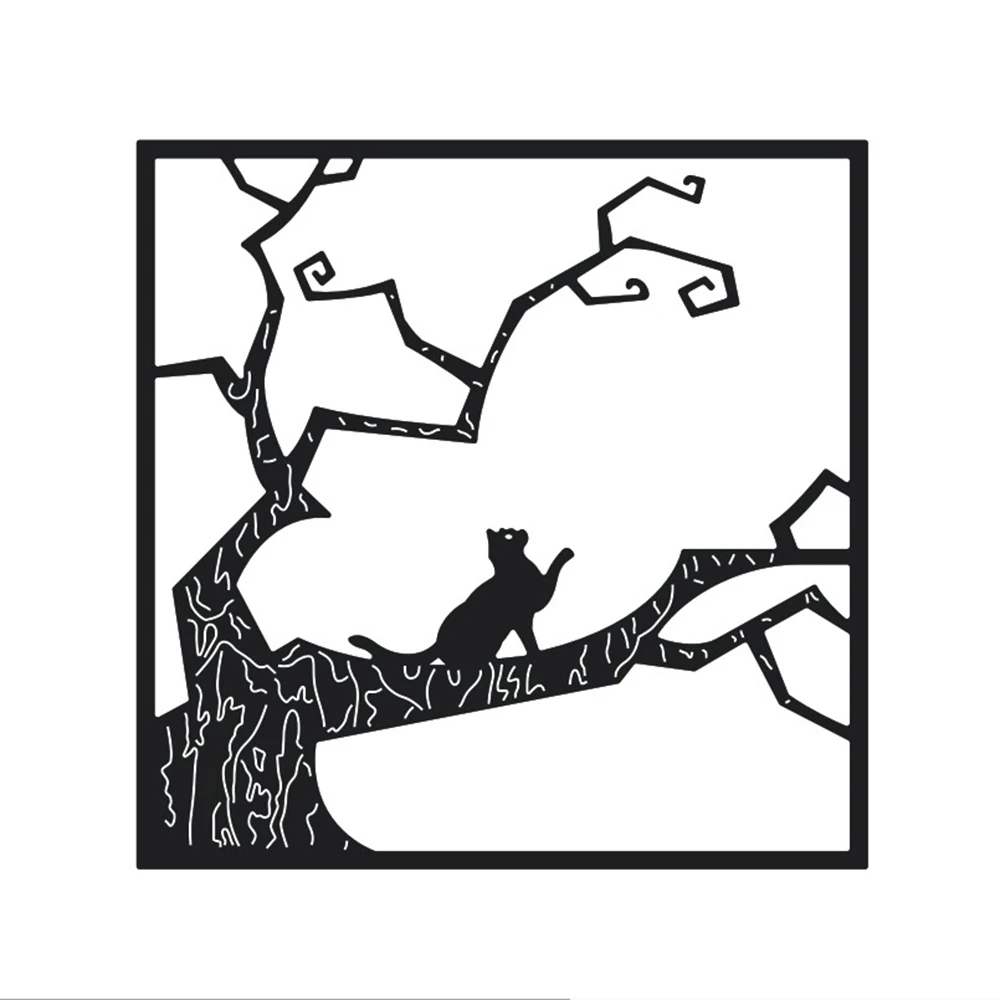 Металлические Вырубные штампы Трафарет DIY Хэллоуин Дерево + кошка Скрапбукинг