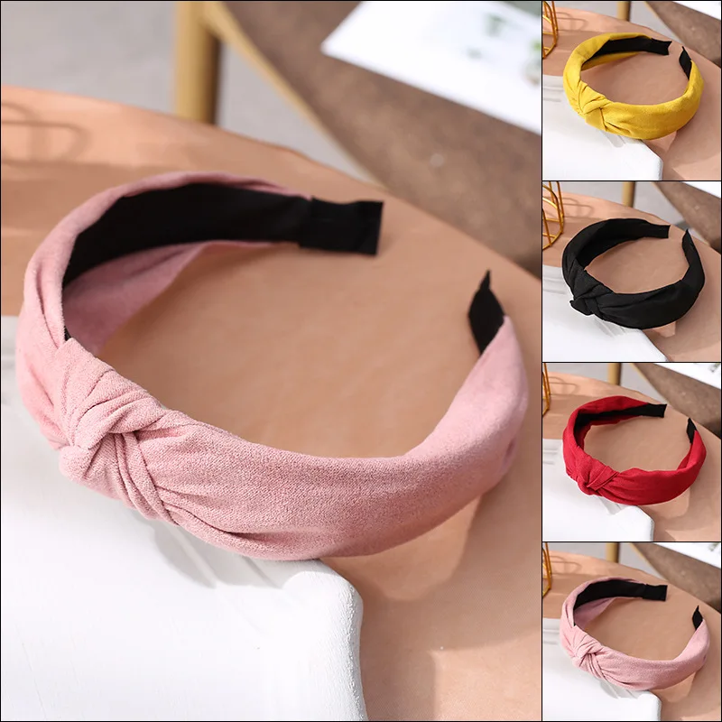 Ободок для волос Женский модный Бандаж с перехлёстом однотонный Широкий пластиковый ободок аксессуар| |