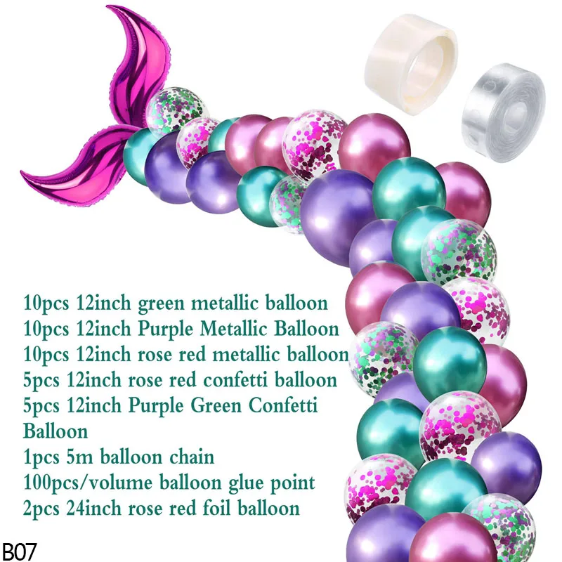 B07 Mermaid Tail 42 шт. Золотой Зеленый Фиолетовый конфетти DIY хвост русалки шар гирлянда тема русалка вечерние свадебные Детские Декор для вечеринки в честь Дня рождения поставки - Цвет: B07 Mermaid Tail