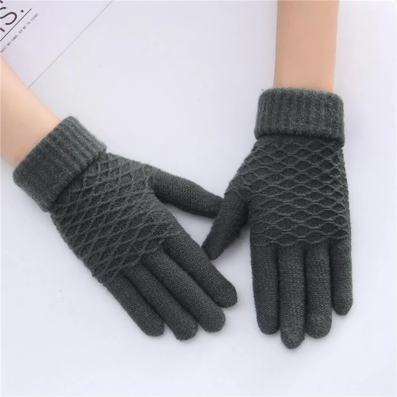 

Winter New Ladies Gloves Fashion Touch Screen Cute Cartoon Mittens Bear Print Knitted Full Finger Gloves Christmas Gifts