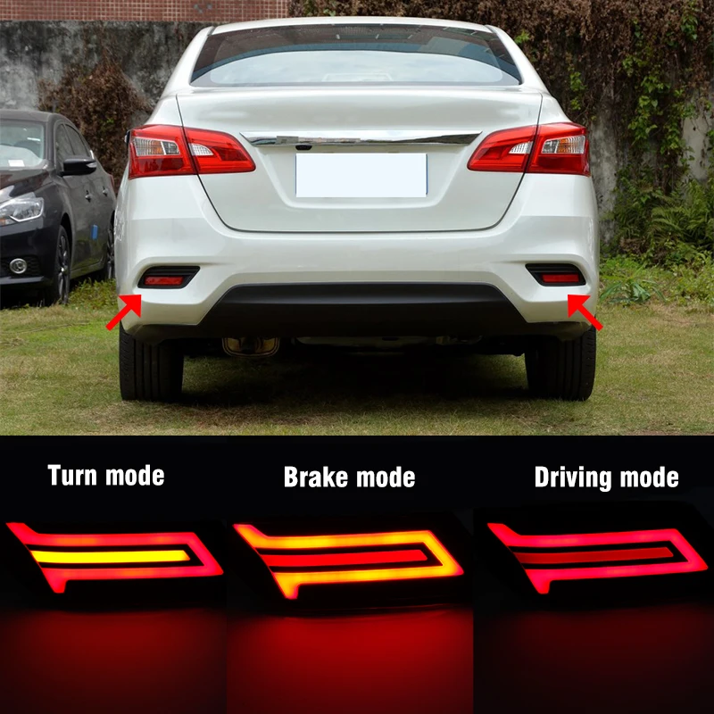 

2Pcs For Nissan Sentra Sylphy 2016 2017 2018 LED Rear Bumper Reflector LED Brake Light Reflector Parking Stop Warning Lamp