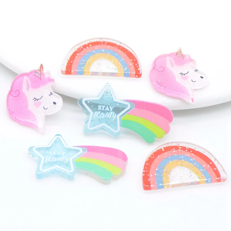 20 шт./лот блестящая Звезда Радуга набор кистей с ручкой в форме единорога