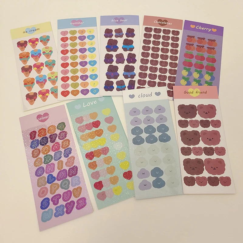 

Милые медвежонки, вишня, сердце, цифры, облако, декоративные наклейки, скрапбукинг, «сделай сам», Стик, этикетка, дневник, альбом, журнал, канц...