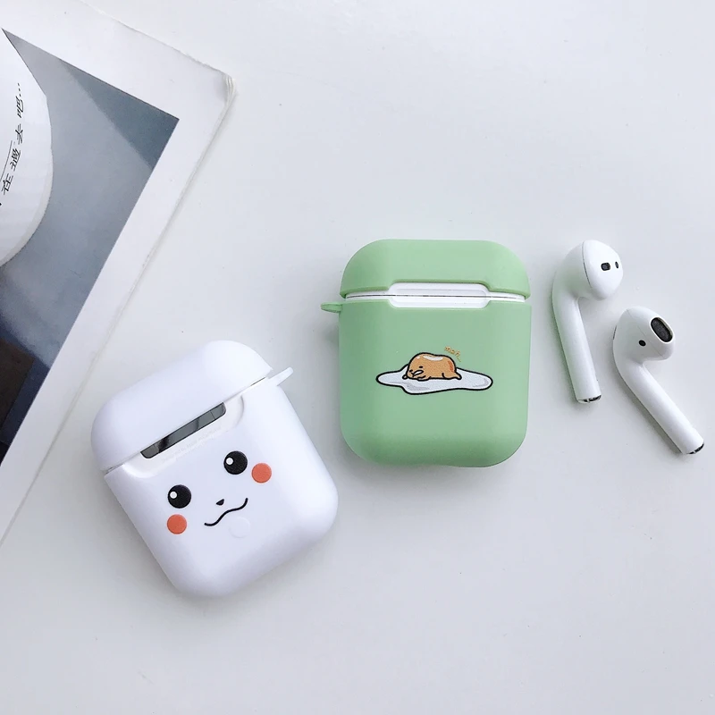 Мягкий матовый ТПУ чехол для наушников AirPods 1/2 с изображением собаки яйца и курицы