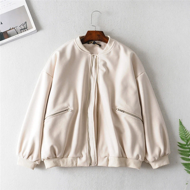 Женская замшевая куртка-бомбер винтажная Черная куртка большого размера в