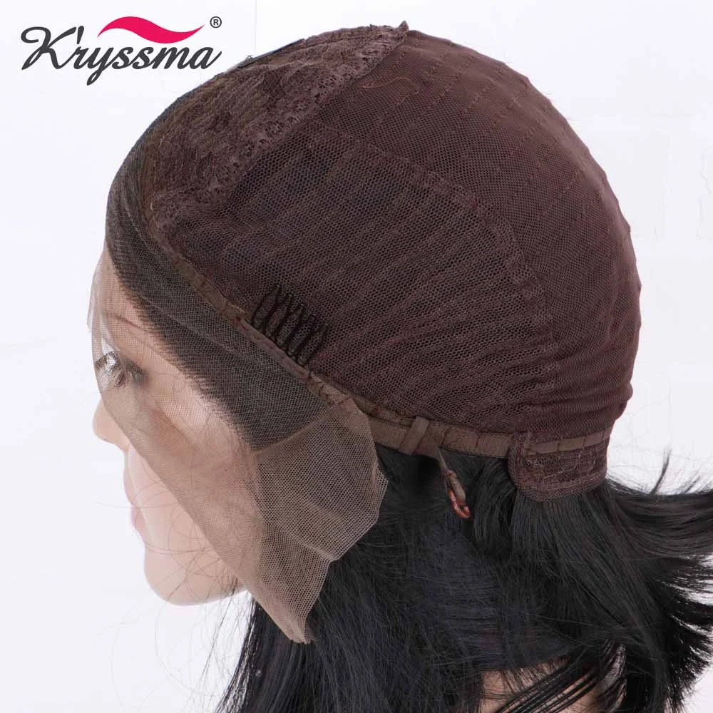 

kryssma Short Bob Synthetic Lace Front Wig Ladies Dark Brown Wig Heat-Resistant Fiber Natural Daily Wig New fashion lace Wigs