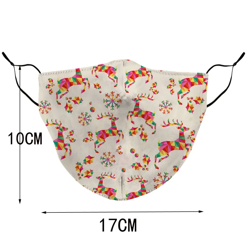 

Christmas Kids Mask Reuse Washable Windproof Safety Cotton Printing Mask mouth Face mask Breathable Earloops Masks