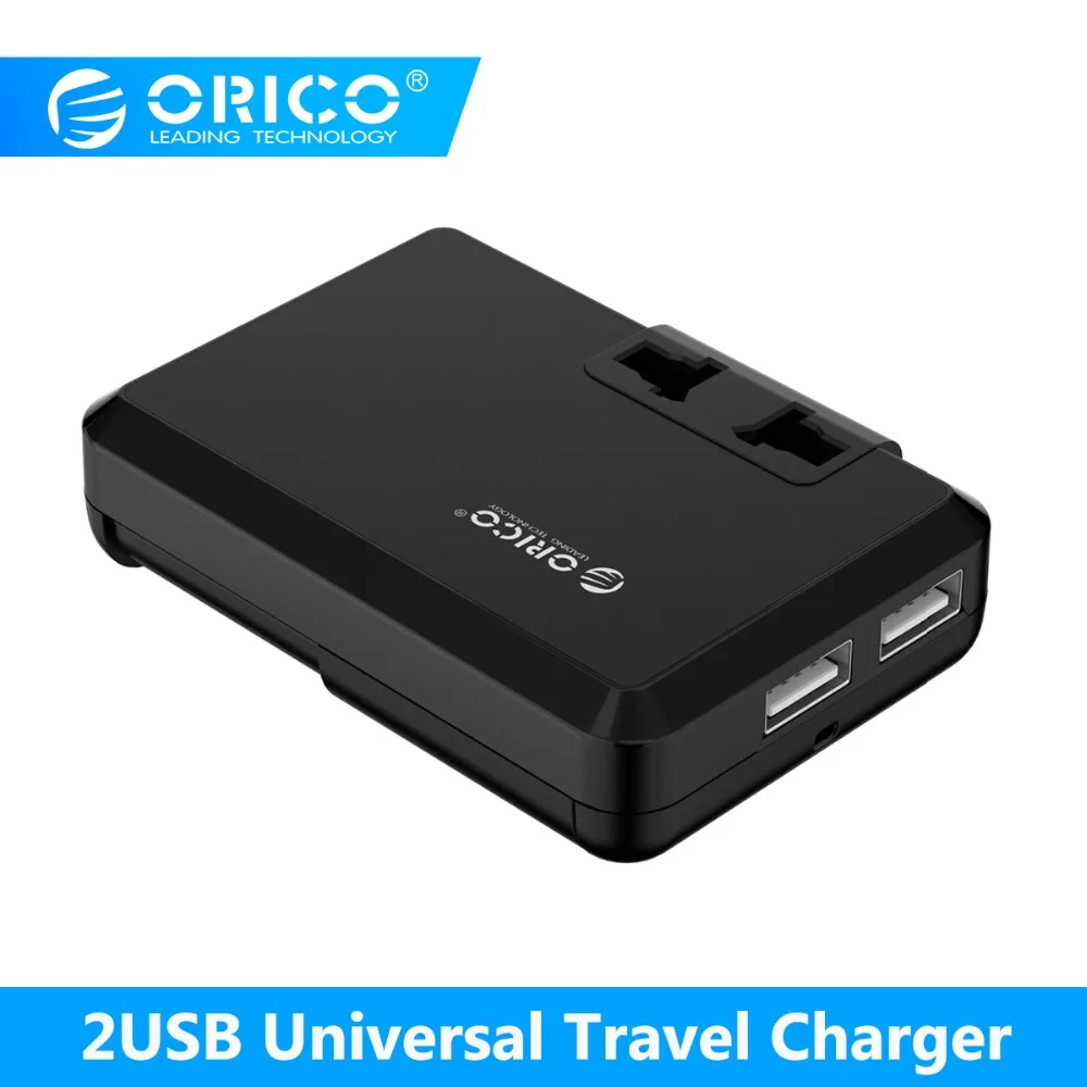 ORICO, 2 usb порта, зарядное устройство, универсальная дорожная электрическая вилка, AU, US, UK, EU, AC вилка, адаптеры питания, конвертер, черная настенная розетка