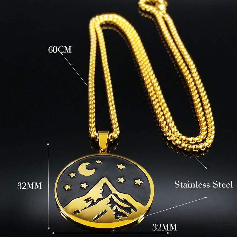 mountain GD 60cm box Модные ожерелья из нержавеющей стали с лезвием, мужские ювелирные изделия черного цвета, готические ожерелья и подвески, ювелирные изделия, колье для мужчин N17939 - Окраска металла: mountain GD 60cm box
