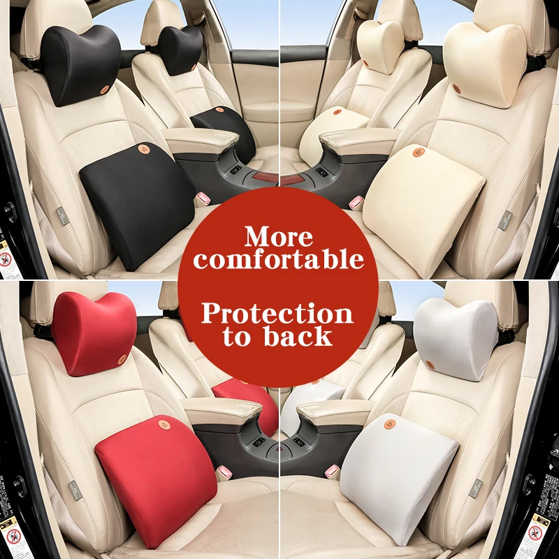 Car Pillow Memory Cotton Foam Headrest Neck Warm Winter Car Seat Support Lower Back Cushion Lumbar Support Rest Auto Accessories