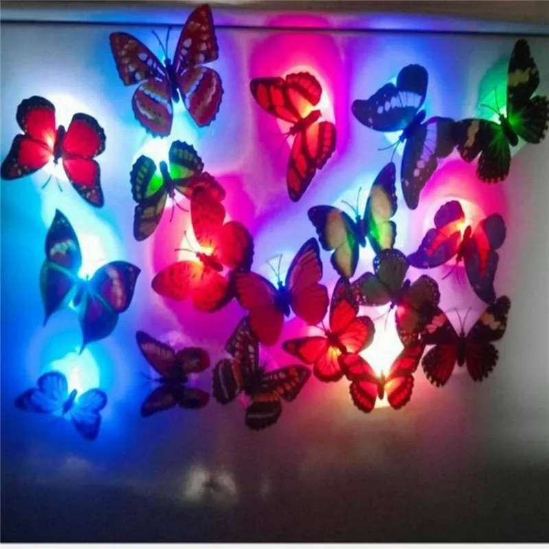 Цветная RGB Ночная лампа с бабочками светодиодная красивая домашняя декоративная
