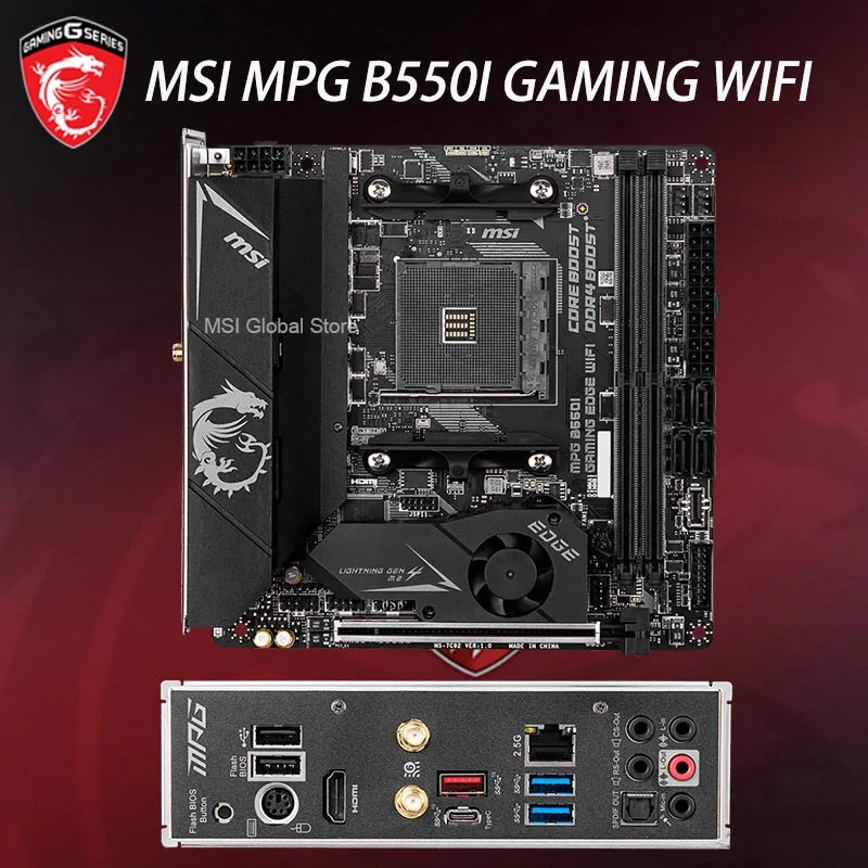 Socket AM4 MSI MPG B550I GAMING EDGE WIFI Motherboard + AMD Ryzen 7 5800X Motherboard Set 3.8GHz PCI-E 4.0 CPU Without cooler