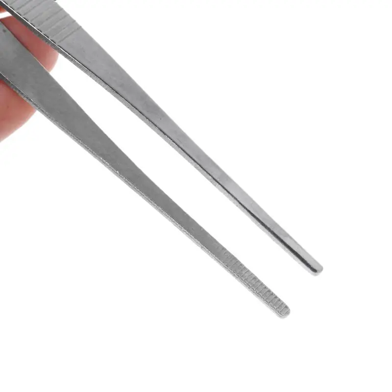 

5 Sizes Toothed Tweezers Barbecue Stainless Steel Long Food Tongs Straight Home Tweezer Garden Kitchen BBQ Tool Drop Ship