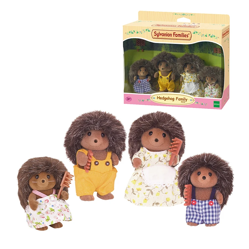 S01 Sylvanian Family Ежик семейный кукольный домик 4 шт. Набор фигурок родители и дети