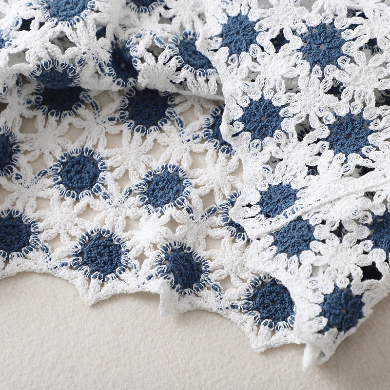 

2021 Holiday Beachwear Camis Mujer Boho Retro Crochet Tank Tops Summer Beach Top Women Floral Embroidery Knitted Cropped top