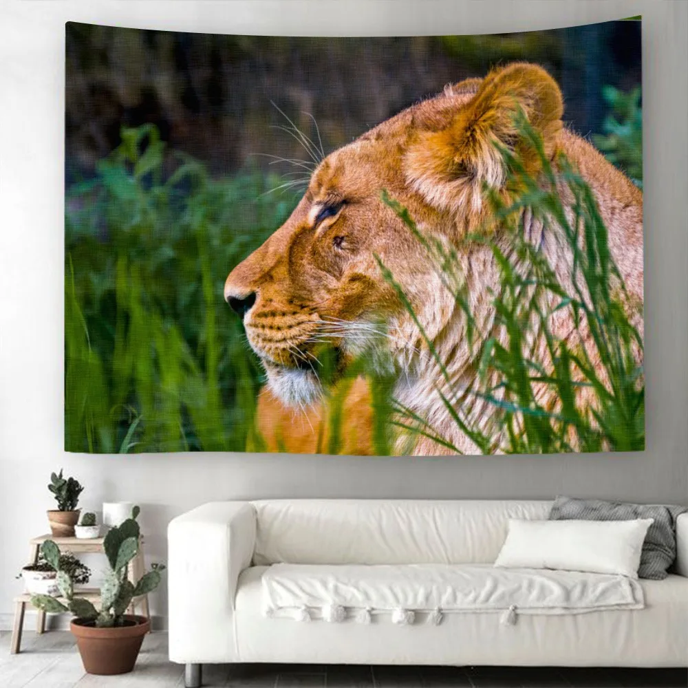 Принтом Тигр львиный гобелен современный на стену для домашнего декора