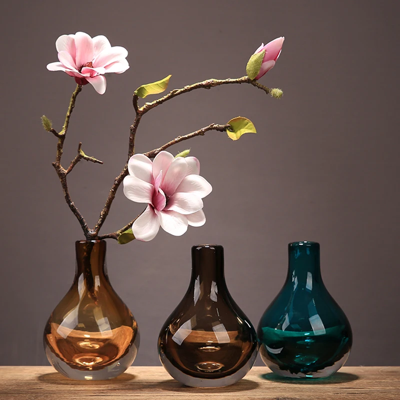 

Creative colorful glass vase hydroponic small glass vase for home decoration living room office desktop flower vase home decor