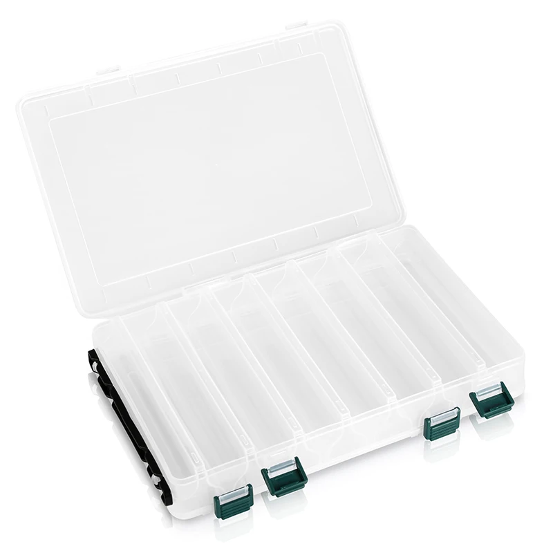 Transparnet L 14grid Двухсторонняя коробка для рыболовных снастей, пластиковый органайзер для летающих приманок, рыболовный крючок, аксессуары, чехол для хранения, водонепроницаемый, большой - Цвет: Transparnet L 14grid