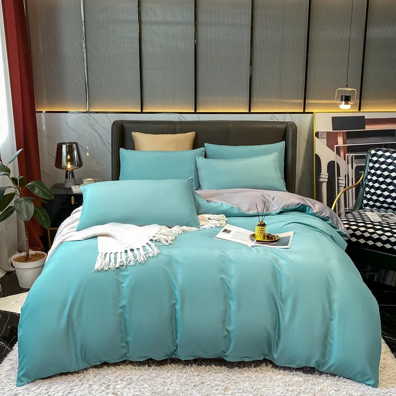 

Duvet Cover Set 3/4 Pieces Matcha Green Imitation Silk Bedclothes Include Bed Pillowcase Sheet Comforter Cover 2 OptionsOceania