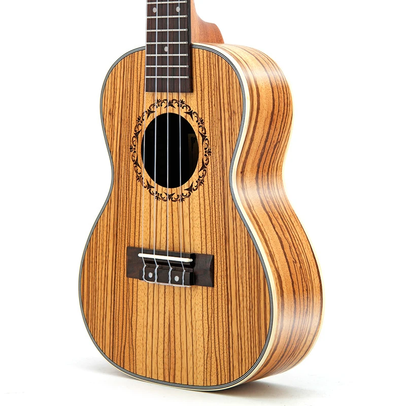 23 дюйма укулеле концерт Зебра дерево Гавайская 4 струны гитара электрическая ra