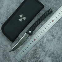 lemifshe jr3406 folding knife d2 blade g10 carbon fiber handle outdoor camping survival kitchen knife fruit knife edc tool knife