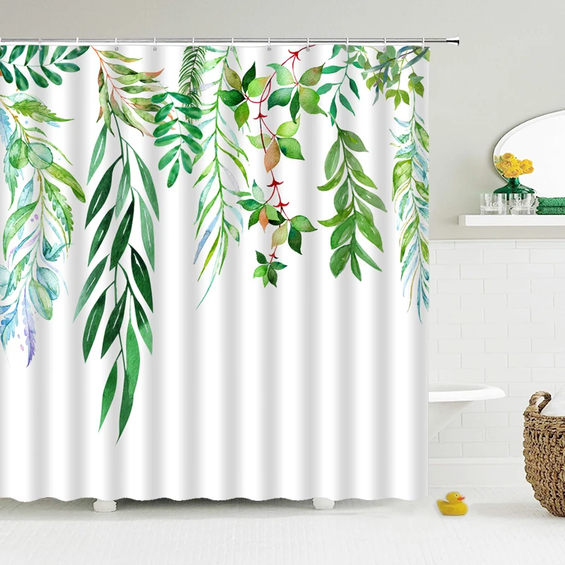 

Waterproof Shower Curtain Green Plant Flower Bath Curtain Bathroom 3d Print Shower Curtain Polyester Cloth Home Decor 180*200cm