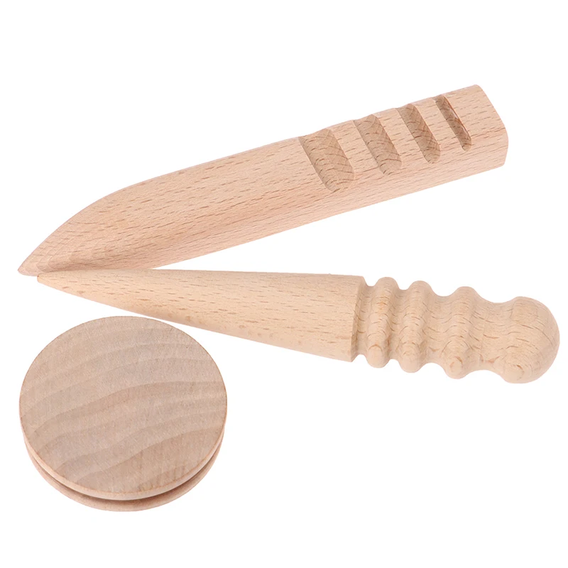 

3PCS Handmade Leather Trimming Polishing Rod(Round Stick Flat Stick Large Round Piece) Skin Slicker Tools