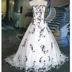 Винтажный чёрно-белые кружевные свадебные платья 2021 без бретелек длинное платье трапециевидной формы свадебные платья в неоготическом стиле Стиль размера плюс Vestido De Novia