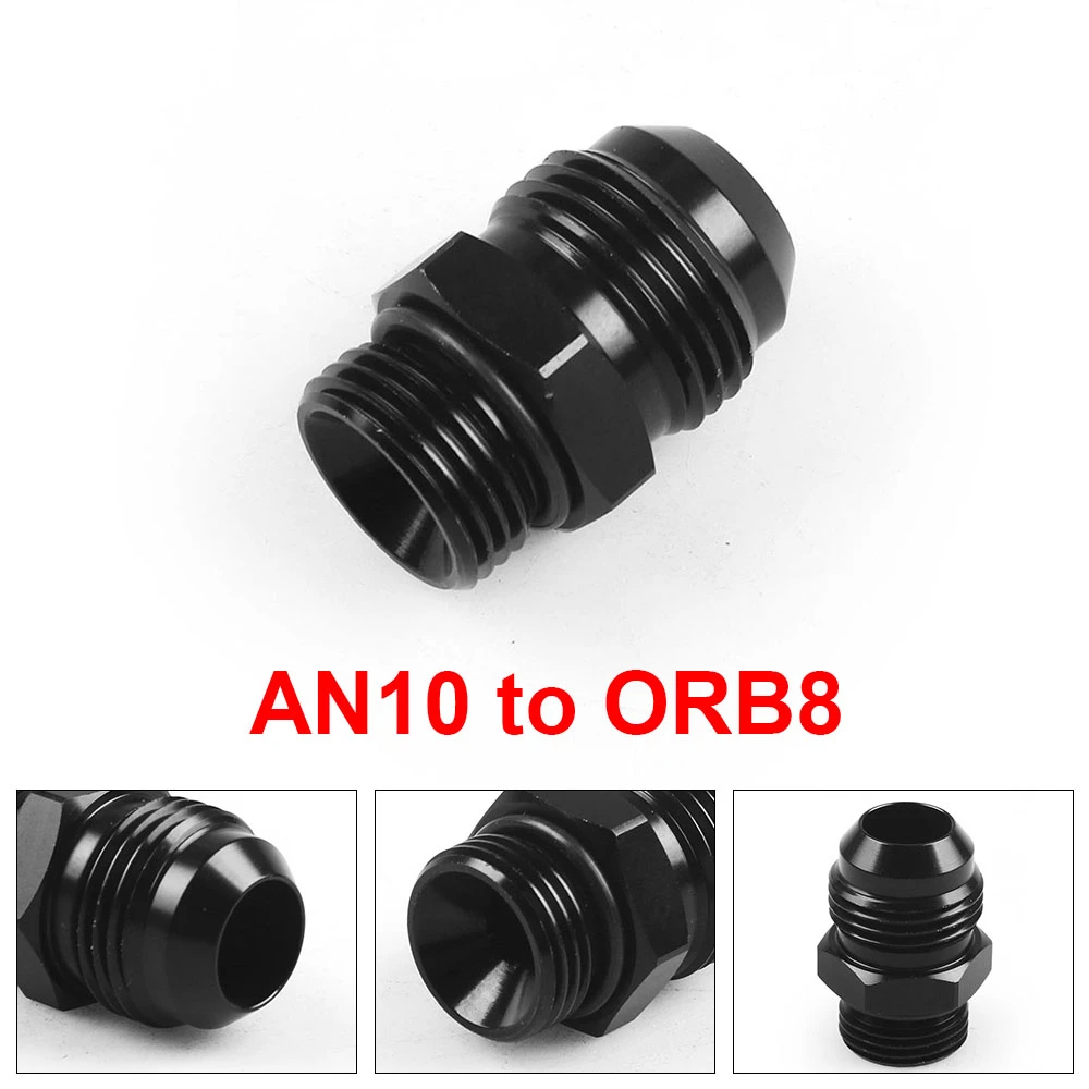 

Male Adapter Fitting ORB-8 O-ring Boss AN8 8AN to AN10 10AN Black TT101906