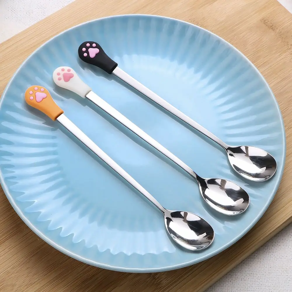 

1 Pcs Stainless Steel Cute Cat Claw Coffee Spoons Fruit Dessert Spoon Candy Tea Spoon Cat Drink Tableware Kitchen Supplies